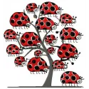 Ladybug tree embroidery design showcasing a charming bug motif ideal for various stitching projects.