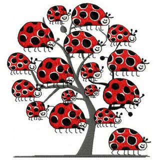 Ladybug tree embroidery design - Embroidery Design