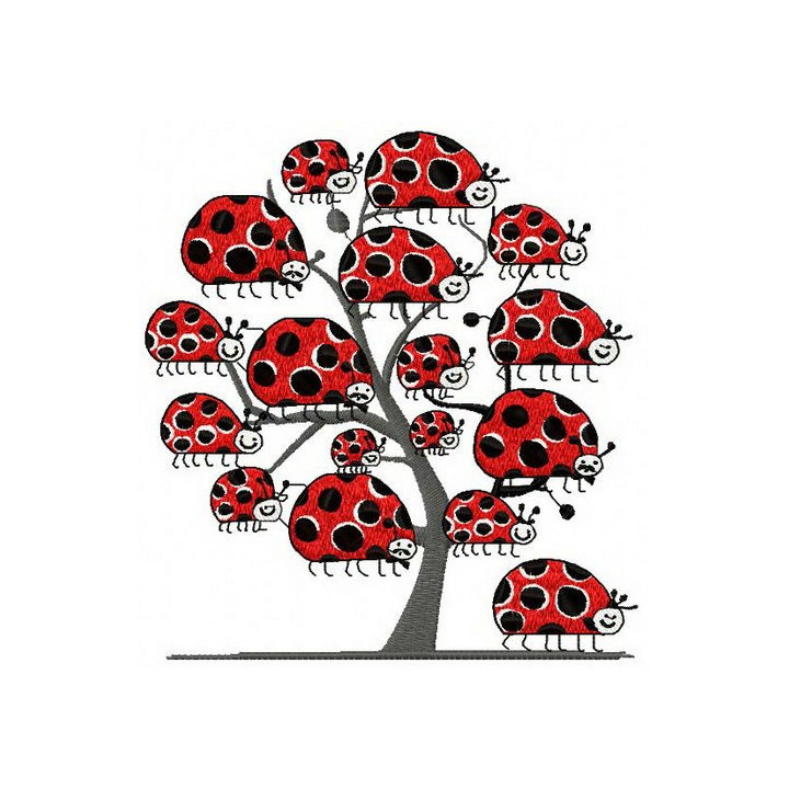 Ladybug tree embroidery design - Embroidery Design