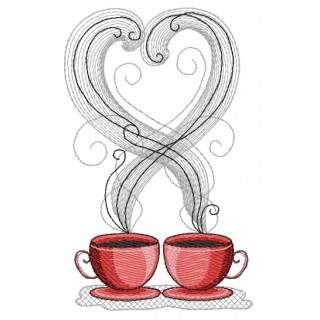 Coffee cups 2 embroidery design - Embroidery Design