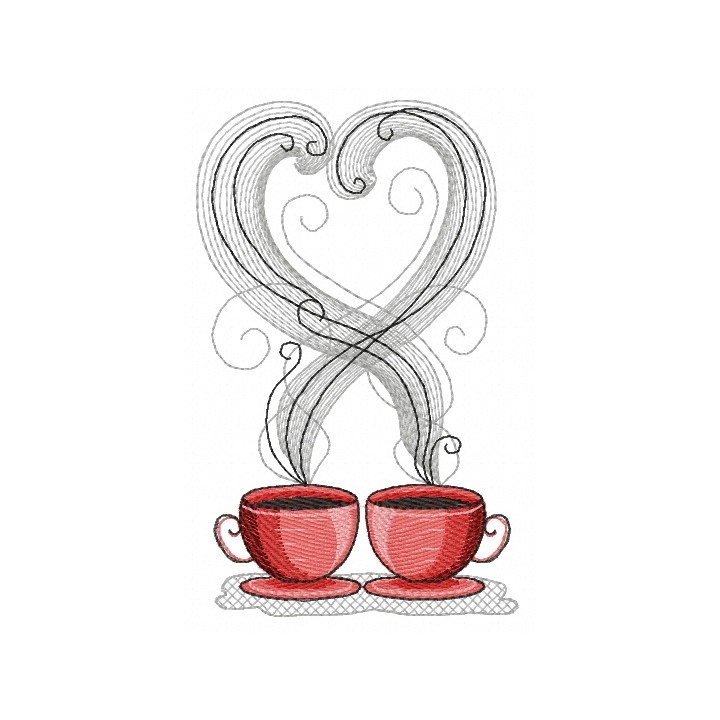 Coffee cups 2 embroidery design - Embroidery Design
