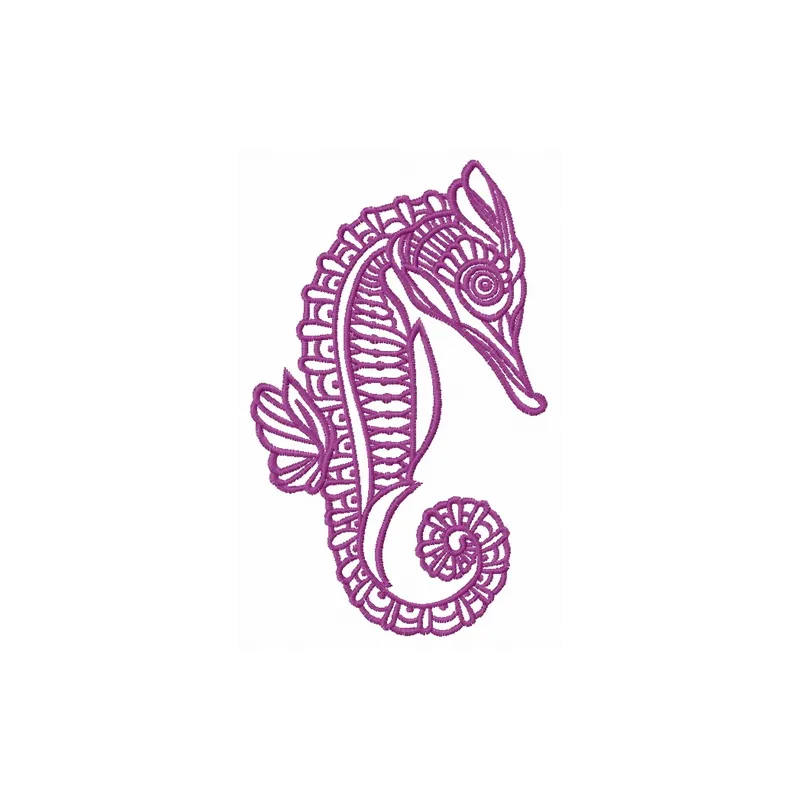 Preview of Sea Horse 8 embroidery design featuring a detailed sea horse motif for stitching on various fabrics.