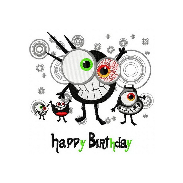 Funny microbes embroidery design - Embroidery Design