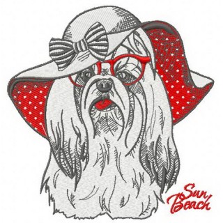 Maltese dog hat wide brim embroidery design - Embroidery Design