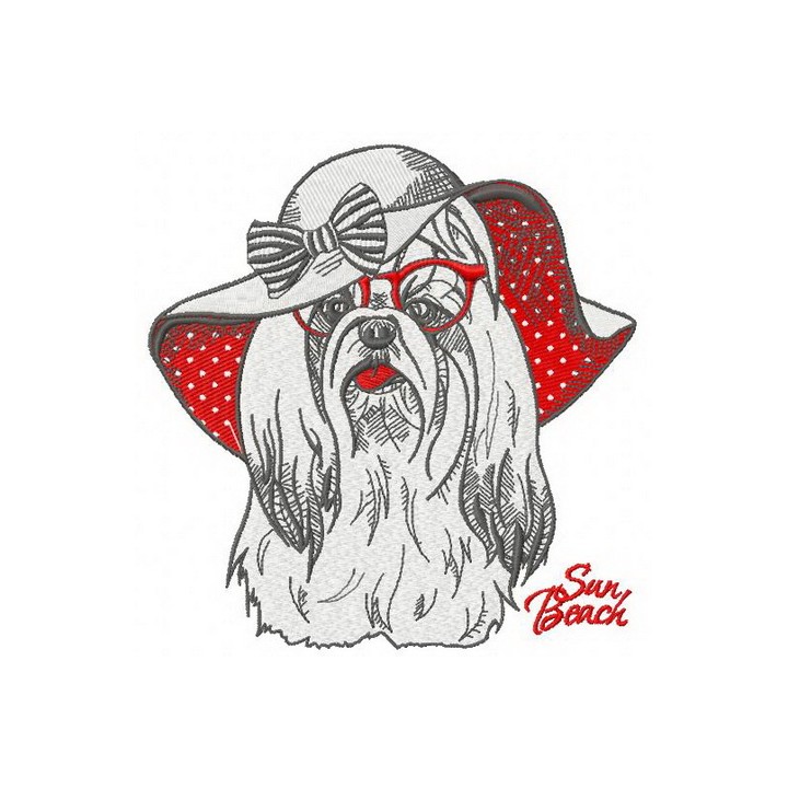 Maltese dog hat wide brim embroidery design - Embroidery Design