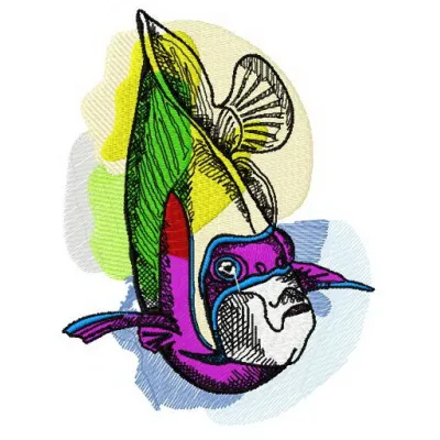 Tropical fish embroidery design showcasing vibrant colors and intricate details, perfect for sea life themed projects.