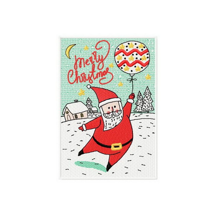 Santa with balloon embroidery design - Embroidery Design