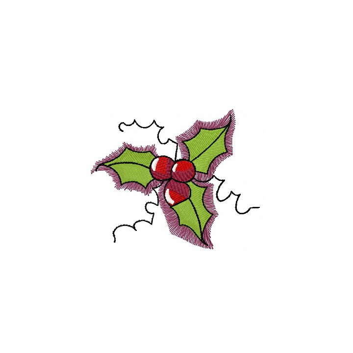 Holly embroidery design - Embroidery Design