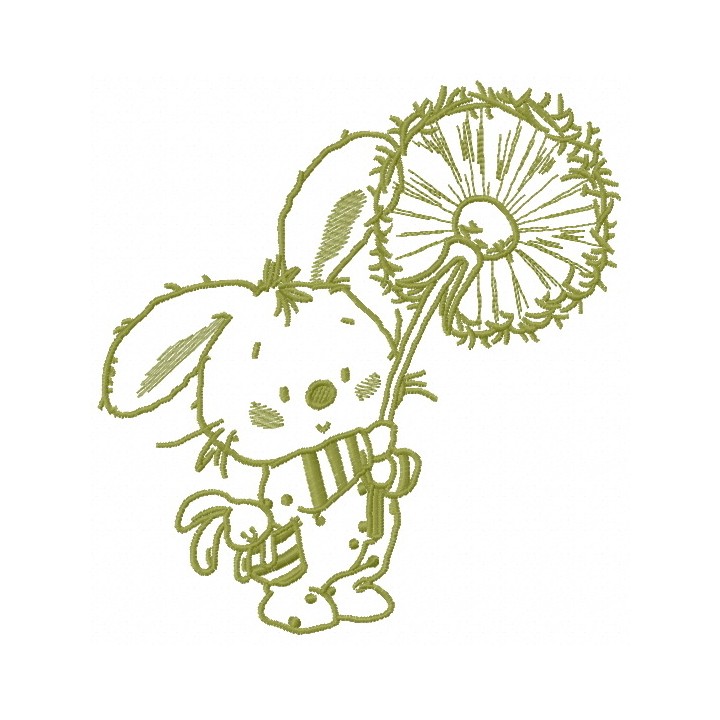 Bunny with dandelion 2 embroidery design - Embroidery Design