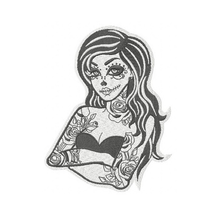 Tattooed girl embroidery design - Embroidery Design