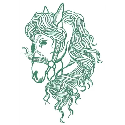 Preview of the Horse Sense embroidery design featuring a majestic horse motif, perfect for equestrian-themed projects.
