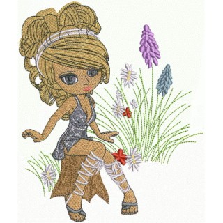Girl in forest 2 embroidery design - Embroidery Design
