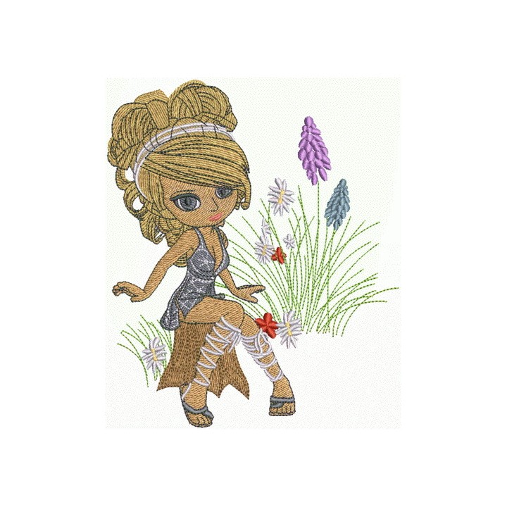 Girl in forest 2 embroidery design - Embroidery Design