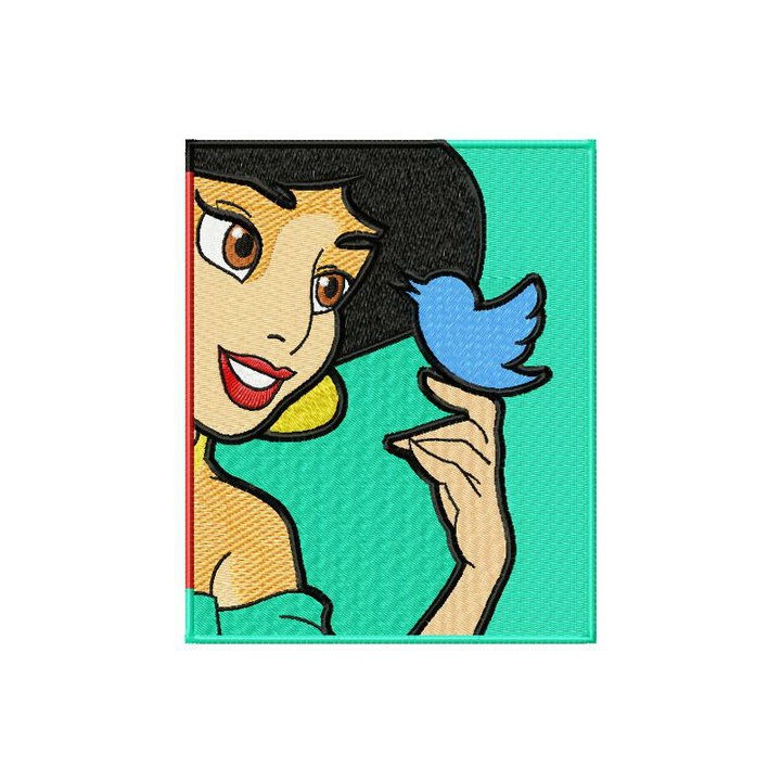 Jasmin with bird embroidery design - Embroidery Design