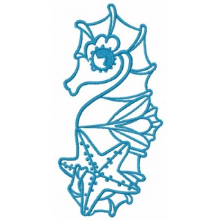 Sea horse and star 3 embroidery design - Embroidery Design