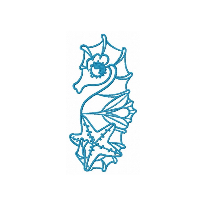 Sea horse and star 3 embroidery design - Embroidery Design