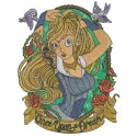 Once upon a dream embroidery design featuring Sleeping Beauty motifs, perfect for enchanting t-shirts and baby onesies.