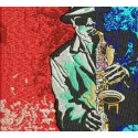 Saxophonist embroidery design featuring a detailed musician playing the saxophone, perfect for music-themed projects.