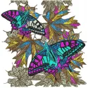 Autumn butterflies embroidery design showcasing vibrant motifs ideal for stitching on t-shirts and tote bags.