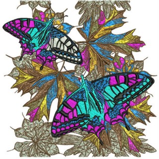 Autumn butterflies embroidery design - Embroidery Design