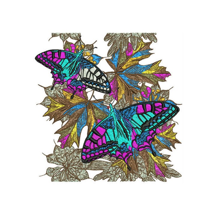 Autumn butterflies embroidery design - Embroidery Design