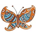 Striped butterfly embroidery design showcasing colorful stitching patterns for creative projects.