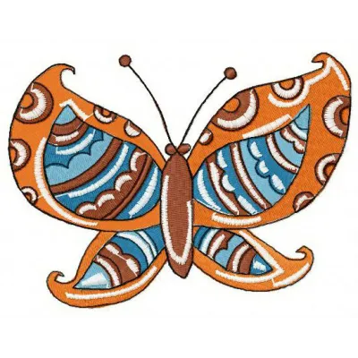 Striped butterfly embroidery design showcasing colorful stitching patterns for creative projects.
