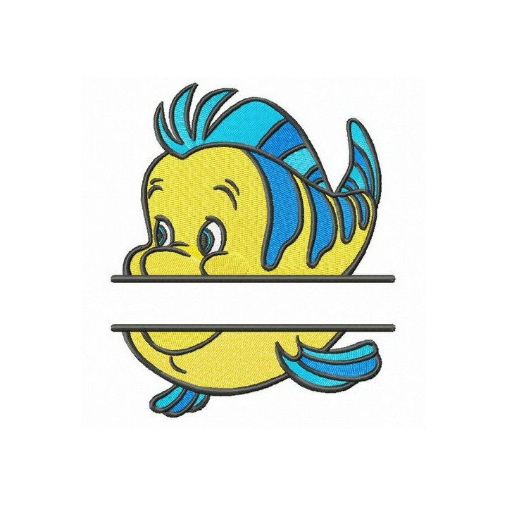Flounder monogram embroidery design - Embroidery Design