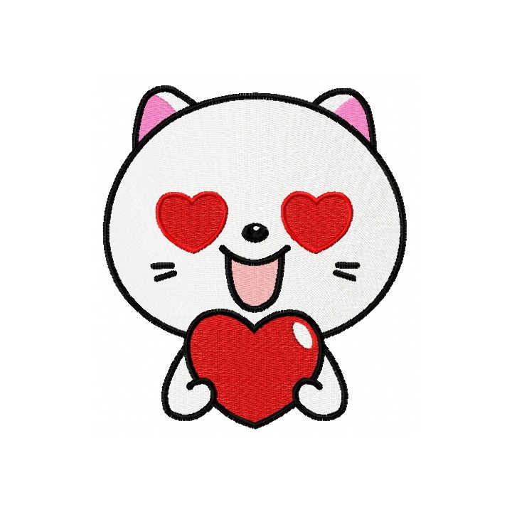 Kitty in love embroidery design - Embroidery Design