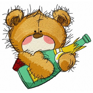 Teddy bear with champagne 2 embroidery design - Embroidery Design