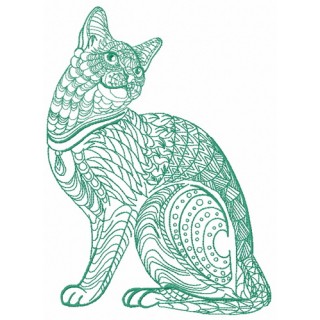 Mosaic cat 5 embroidery design - Embroidery Design