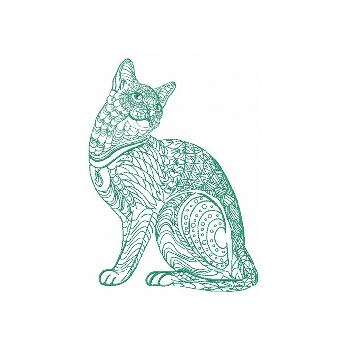 Mosaic cat 5 embroidery design - Embroidery Design