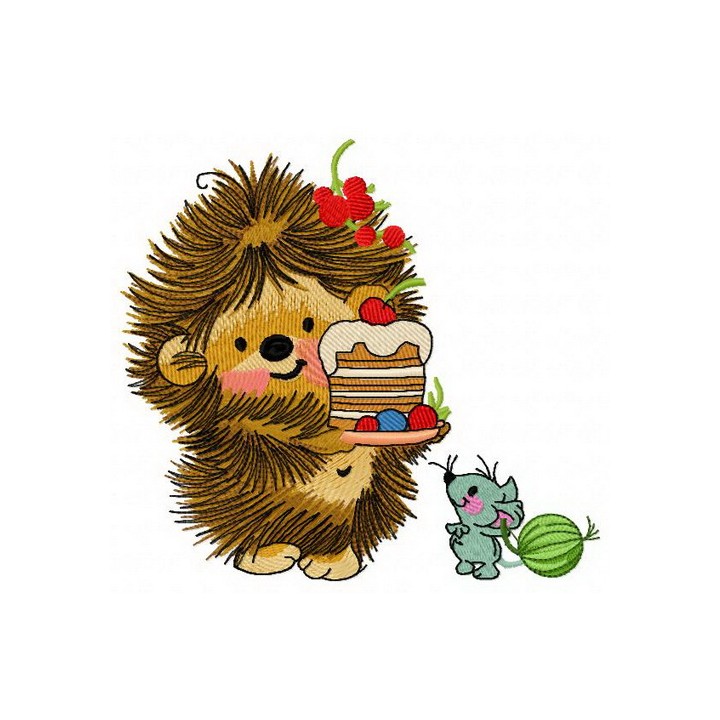 Hedgehog's birthday 3 embroidery design - Embroidery Design