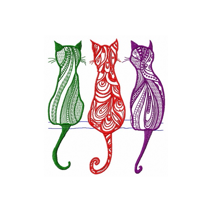 Three cats embroidery design - Embroidery Design