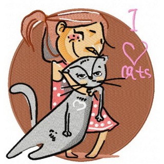 Heartfelt Kitty Hugs embroidery design - Embroidery Design