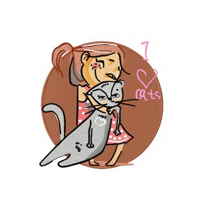 Heartfelt Kitty Hugs embroidery design - Embroidery Design