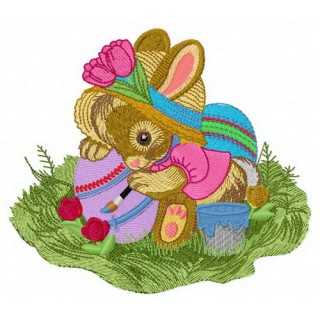 Bunny painting embroidery design - Embroidery Design