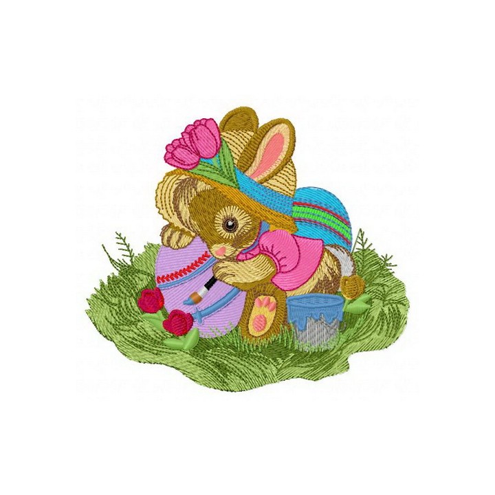 Bunny painting embroidery design - Embroidery Design