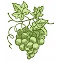 Preview of a green grapes embroidery design featuring detailed stitched motifs of fruit, ideal for various projects.