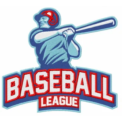 Baseball league 2 embroidery design preview showcasing a vibrant stitching pattern for sports enthusiasts.