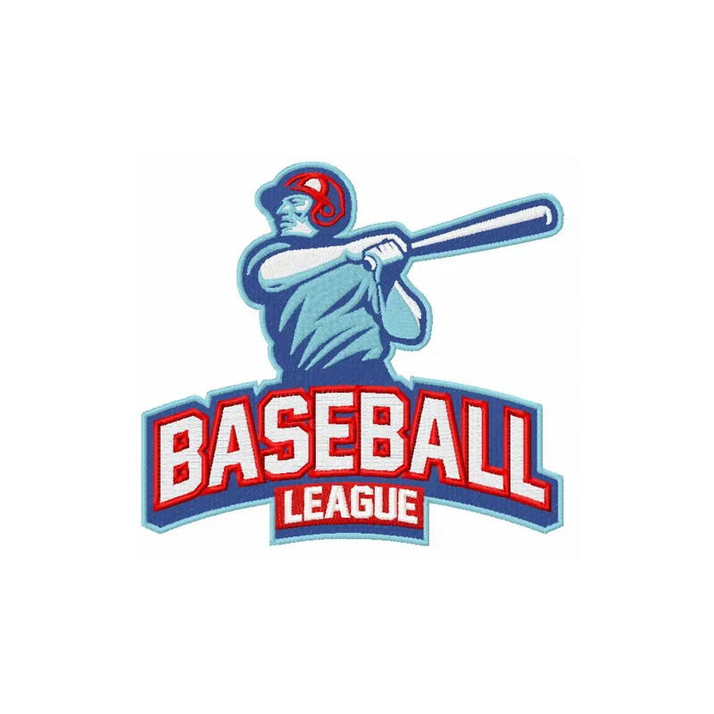 Baseball league 2 embroidery design preview showcasing a vibrant stitching pattern for sports enthusiasts.