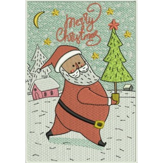 Santa with fir-tree embroidery design - Embroidery Design