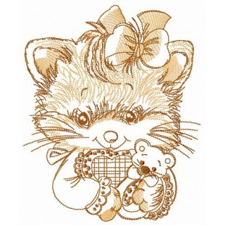Adorable fluffy kitten embroidery design - Embroidery Design