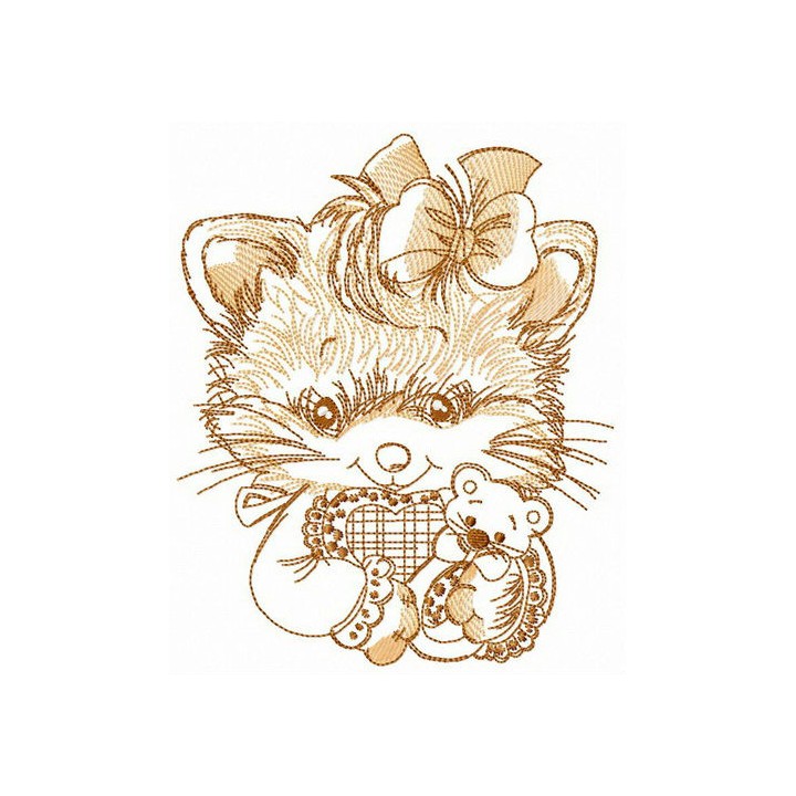 Adorable fluffy kitten embroidery design - Embroidery Design
