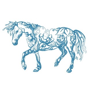 Floral horse 2 embroidery design - Embroidery Design