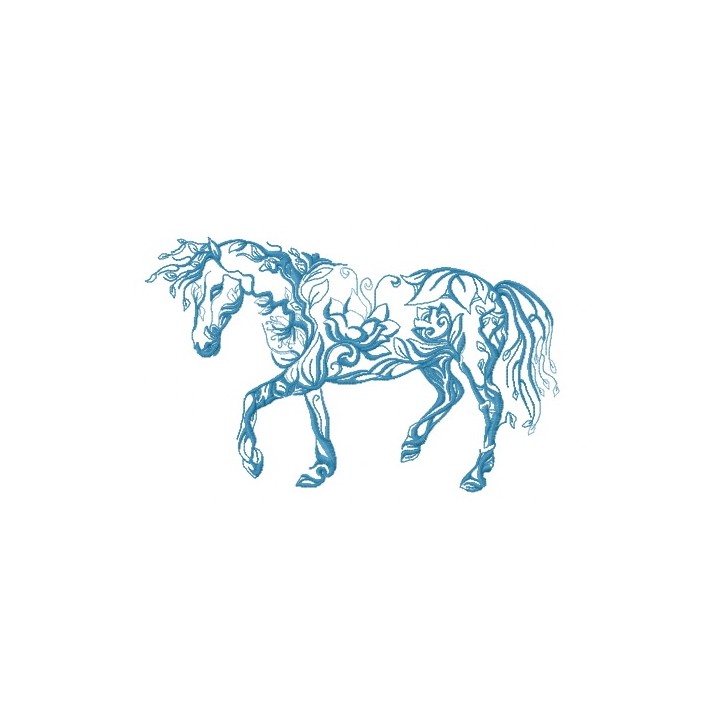 Floral horse 2 embroidery design - Embroidery Design