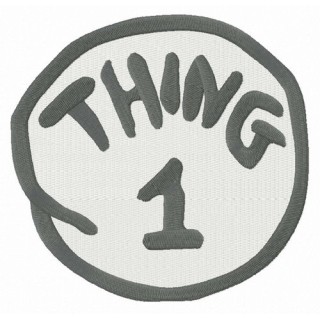 Thing 1 round badge embroidery design - Embroidery Design