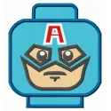 Embroidery design of Captain America LEGO head, showcasing detailed stitching patterns for creative projects.