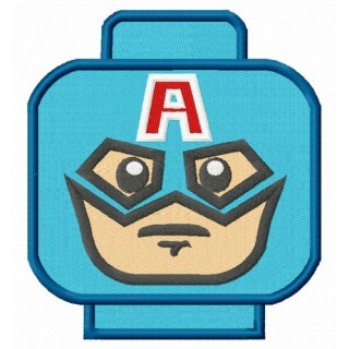 Captain America LEGO head embroidery design - Embroidery Design