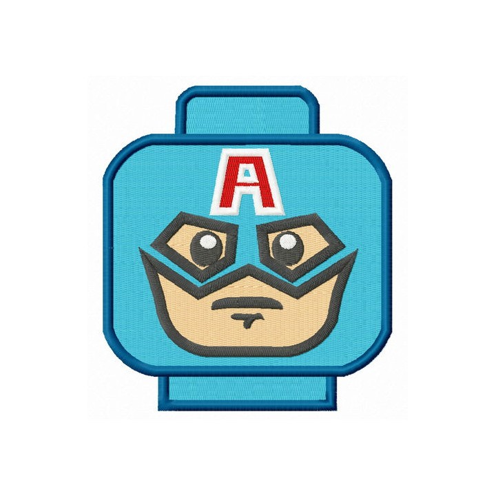 Captain America LEGO head embroidery design - Embroidery Design